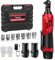 HSHa Clé à Cliquet Sans Fil 3/8'', Kit de Clé à Cliquet électrique avec 2 Batteries de 1,5 Ah，12V Électrique cliquet Clé avec lampe de travail à LED, 300RPM 40Nm Clé à cliquet, 7 prises