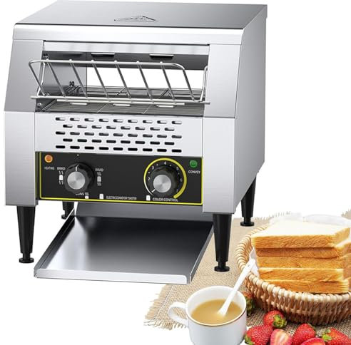 Tostadora comercial de 600 rebanadas/hora con cinta transportadora para restaurantes, tostadora industrial de mostrador, horno tostador automático con control inteligente de temperatura, 7 velocidad