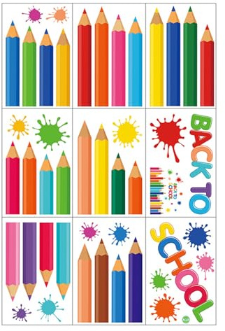 9 Blatt Fensterdeko Aufkleber, Klassenzimmer Fenster Aufkleber Bunte Fensteraufkleber Buntstift Fensteraufkleber für Klassenzimmerfenster Schulanfang, Schuleinführung Deko