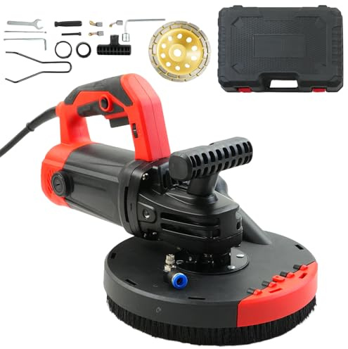 WUDLEP 180mm Concrete Surface Grinder, 6 Speed Adjustments Angle Grinder Kit with Dust Shroud and Diamond Wheel, 2200W Seamless Floor Planer Kit with Auxiliary Handle for Floor, Wall and Ceiling
