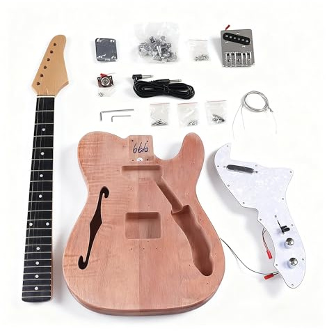 F-Loch E-Gitarre DIY unfertiger Korpus und Hals-Set Gitarre DIY Zubehör