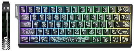Denash Clavier sans Fil, 61 Touches Triple Mode 2,4 G USB RVB rétroéclairé avec Design Ergonomique, pour Le Travail de Jeu OS