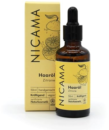 Nicama Haaröl Zitrone - Pflegende Öle für Kraftvolles, Gesundes & Angenehm Weiches Haar - Zertifizierte Naturkosmetik - Vegan - Handgemacht - Nur das Beste für Ihr Haar!