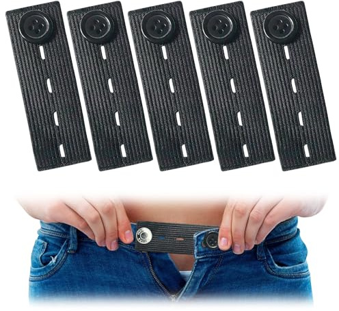 HMCEY 5 Stück Hosenbunderweiterung,Knopfverlängerung für Hosenknopf Verlängerung Jeans,Verstellbare Hosenerweiterung,Elastische Hosenbundverlängerung,Taillenverlängerung für Hosen, Jeans und Kleid