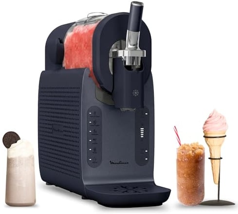 Moulinex Freezi, Heladera, Prepara helados y bebidas heladas al momento, 5 programas automáticos, Silenciosa, 8 raciones, Programa aclarado automático, Azul, MJ8024F0