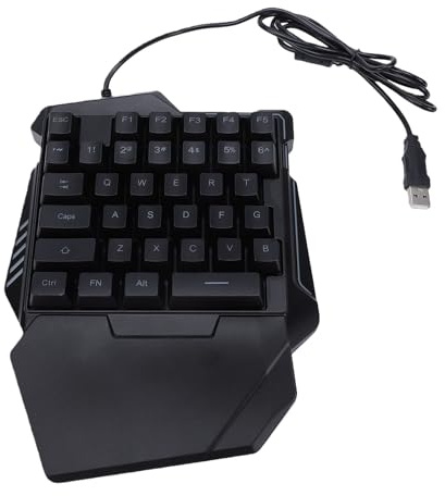 Jiawu Einhändige Gaming-Tastatur, RGB-Hintergrundbeleuchtung, 35 Tasten, Ergonomische Tragbare Kabelgebundene Gaming-Tastatur mit Handgelenkauflage, für PC, Laptop, OS X, MMO, MOBA