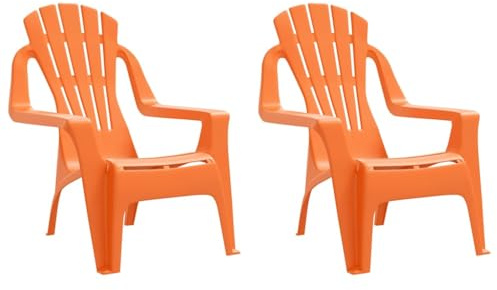 Mhdvray Kinder-Gartenstühle 2er Set Orange, Stabiler Kunststoff-Kinderstuhl in Holzoptik, 37x34x44 cm, Bequeme Gartenmöbel für Kleinkinder 1-3 Jahre, für Außenbereich und Kinderzimmer