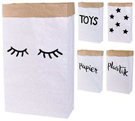 Papiersack Paper Bag eckig Kraftpapier Beutel Braun Weiß (closed eyes)