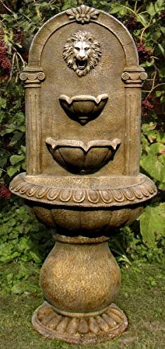 Casa Padrino Barock Wandbrunnen Löwe 45 x H. 103 cm - Kunststein Gartenbrunnen im Barockstil, Farbe:antik braun