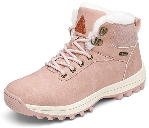 Mishansha Winterschuhe Damen Gefüttert Winterstiefel Rutschfest Outdoor Wanderschuhe Wasserdicht Winter Boots Schneestiefel Lavendel Rosa,Gr.42