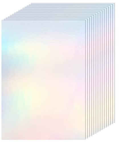 36 Fogli Adesivo in Carta Olografica con Sovrapposizioni Olografiche Trasparenti A4 Adesivi in Vinile Autoadesivi con Motivi Gem Individuare Arcobaleno Stella (11,7 x 8,3 Pollici) (Colorato)