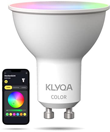 Klyqa GU10 Color Strahler I Spotbeleuchtung von Wänden & Designobjekten I Smarte Glühbirne mit Farben, Kalt- & Warmweiß & Helligkeitsgraden I Kompatibel mit Smart Home Lösungen & Sprachassistenten