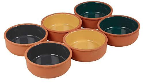 6 Pc Colour Terracotta Ramekin Set 12cm Oven Cooking Dish Serving Tapas Dip Bowl