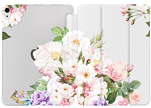 TiMOVO Funda para iPad Air 11 Pulgadas M3/M2 (2025/2024), iPad Air 5ª/4ª generación (2022/2020) 10,9 Pulgadas, Cubierta Trasera Tableta Inteligente con Auto Estela/Sueño, Ramo de Flores