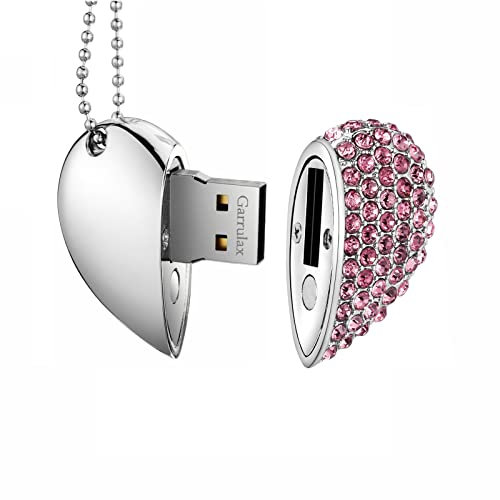 GARRULAX Clé USB 3.0 haute vitesse en forme de cœur et diamant 32 Go Rose