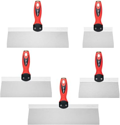 Bates Stainless Steel Putty Knife Set - 5 Pack, 14, 12, 10, 8, 6 Drywall Knives, Scraper Tool