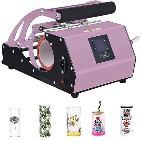 Irishom Tazza pressa di calore,Tumbler Heat Press Machine per 11oz-20oz Sublimation Straight Blank Skinny Tumblers Tazze di Vetro DIY Mug Cup Stampa a trasferimento Termico 220V-Pink
