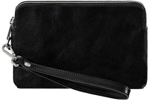 Time Resistance Leder Clutch für Herren – Schwarz Organizer Tasche für Herren – Handgelenktasche – Aktentasche Handgefertigt in Italien – Geschenkbox Inklusive