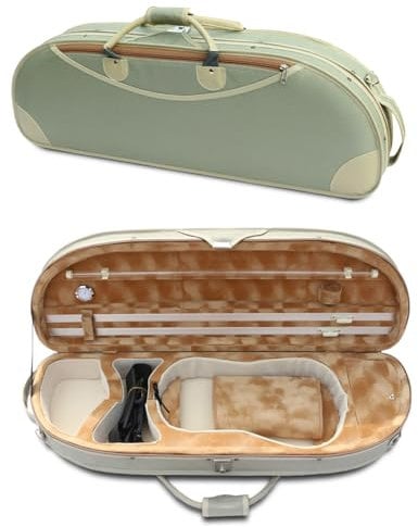 WUQIMUSC Custodia per violino 4/4 Full Size Nylon Oxford Scatola leggera Spallacci regolabili Violino borsa da viaggio (verde pisello)