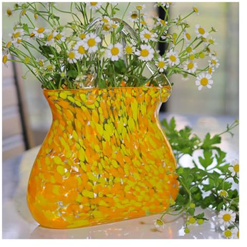 Vase Tasche, Mit Blasen Blumenvase Tasche Vase In Taschenform, FüR Tafelaufsatz, Dekoration,Yellow