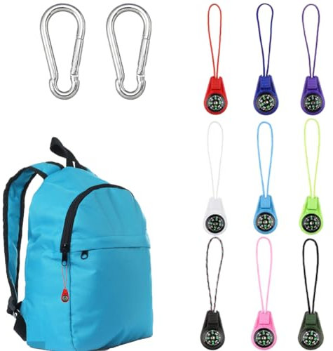 Multi-Farbe Mini Überleben Kompass 9 Stück Kinder Kompass Kompass Outdoor Camping Kompass Tasche Kompass Mini Kompass Kinder Kompass Anhänger mit 2 Karabinerhaken für Outdoor Reise Kinder Geschenke
