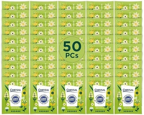 Chrysal Universal Blumennahrung – 50 Stück Blumennahrungsbeutel 0,5 l – Frischer Schnittblumen-Boost für Blumensträuße, Vasen und Arrangements