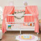 ALAVYA HOME® Hausbett 90x200 mit Matratze und 3-TLG DEKO Set Hellrosa, inkl. Buchablage Rausfallschutz und Lattenrost | Massivholz der Buche FSC zertifizierter Kinderbett 90x200 für Mädchen - Weiß