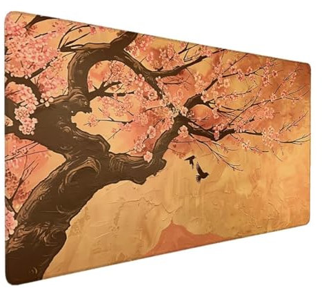 Tapis de Souris Gamer, Tapis de Souris XXL 800x300x3mm Tapis Souris D'épaisseur de Protecteurs pour Gamer, Ordinateur, Mac, PC, Tapis de Souris Ergonomique, Grand Tapis de Souris (Rose, Arbre) I-7