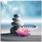 ARTland Wanddeko Glasbilder Wandbild Glas Bild einteilig Quadratisch Asien Wellness Zen Steine Sand Blumen Lotusblume Spa Entspannung Blau S5XU