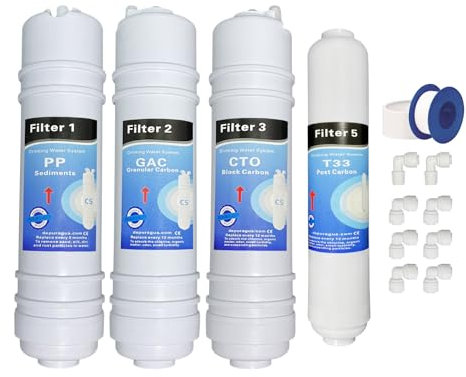 Depurtek | 4-stufige Umkehrosmose 4 Filter | TFC | Vor-/Nachfilter | Kompatibel CS Universell | Osmose Trinkwasser Hahn