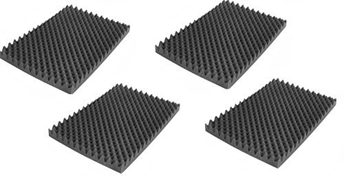 Noppenschaumstoff, Akustik Schaumstoff, Akustikschaumstoff, Dämmung für Tonstudio, Youtube room, In Deutschland hergestellt (500 mm x 350 mm x 40 mm) (groß, 4x Selbstklebend Noppenschaum)