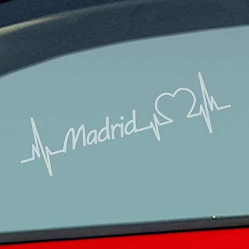 Hellweg Druckerei Auto Aufkleber Madrid Herz Puls Stadt City Liebe Love ca. 19 x 6 cm
