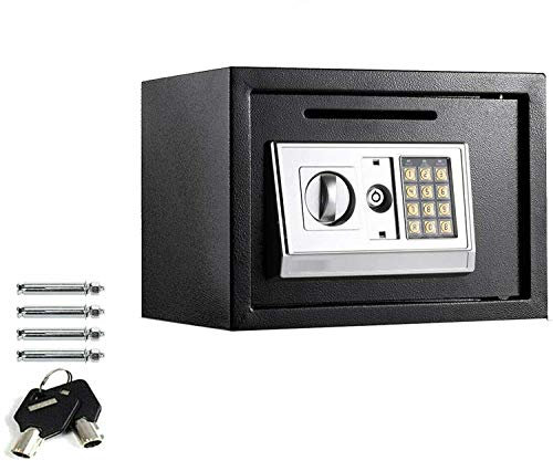 Tresor Elektronischer Safe Schlüsseltresor Wandtresor Tresor Stahlsafe Möbeltresor Wandsafe 2 Fächer mit 2 Override-Tasten, vollstelliger Tastatur und 4 Schrauben (16L, 35x25x25cm, Schwarz)