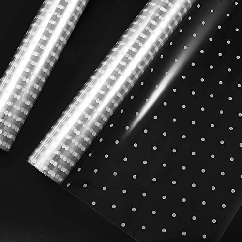 1 Rouleau de Cellophane 2 5 Mil D'épaisseur 3000X40cm Transparent avec Motif à Pois Blancs en Cellophane Rouleau de Papier pour Paniers de Bouquet