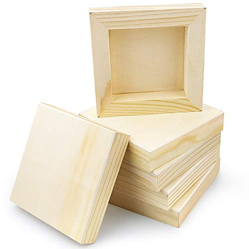 BILLIOTEAM 8 Pack Unfinished Square Wood Panels,4 x 4/10cm x 10cm,Blank Wooden Canvas Cradled Painting Panel Boards for Drawing,Painting,Pouring,Wood Burning and DIY Arts Crafts Projects