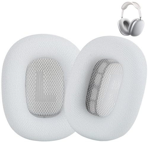 Earrock Ohrpolster für AirPods Max Kopfhörer, Ersatz-Ohrpolster, Proteinleder, Magnet und Memory-Schaum (silberfarben)