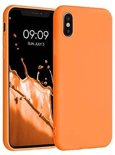 kwmobile Case Compatible with Apple iPhone X Case - Soft Slim Protective TPU Silicone Cover - Fruity Orange