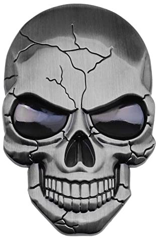 ECSiNG 3D Metall Aufkleber Schädel Punisher Fahrzeug Aufkleber Wasserdicht Dekoration Logo Cranium Emblem Abzeichen Aufkleber für Auto LKW Motorrad Kühlschrank Computer Tür Titan Silber