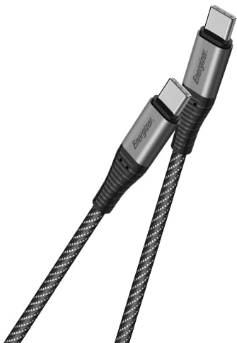 Energizer USB-C/USB-C Kabel, verstärkt, Metall, 100 W, 2 m, geflochten