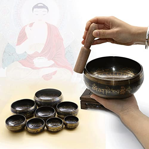 Jdon-hats Tibetische Klangschale Nepal Tibetische Klangschale Handgemacht Buddha Buddhistischer Klang Yoga Meditation Heilung Kupfer Klangschale (Größe: 10,5 cm)