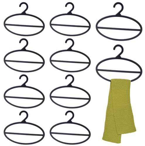 AHANDMAKER 10 Packungen schwarzer Schal-Kleiderbügel, Schal-Halter, Organizer, platzsparender Kunststoff-Schal-Kleiderbügel, für Geschäft, Zuhause, Schals, Kopftücher, Sortieren, Aufbewahrung