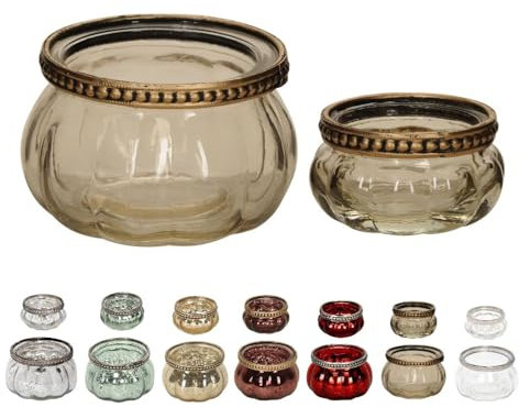 NETPROSHOP Teelichthalter Orientalisch Windlicht aus Glas mit Metalldekor, Farbe:Amber, Auswahl:3.5 cm