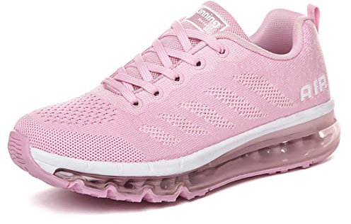 gojiang Laufschuhe Sportschuhe Herren Damen Straßenlaufschuhe Turnschuhe Modisch Atmungsaktiv rutschfest Sneakers Fitness Schuhe Purepink-40