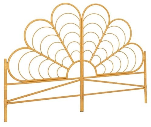 IDMarket - Kopfteil auf Fußteil, Ivy, 160 cm, Rattan-Effekt, in Blumenform