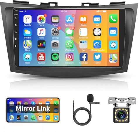 Android Autoradio für Suzuki Ertiga 2012-2017 Suzuki Swift 2011-2017 mit GPS Navi WiFi 9 Zoll Autoradio 2 Din mit Bluetooth Mirror Link FM/RDS/DAB+/USB/OBD2/DVR/EQ Lenkradsteuerung + Rückfahrkamera
