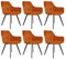 Kick Collection 6er Set Esszimmerstühl Karl Velvet - Samt - Orange - Modern und Hochwertig - Samt und Metall - Erhältlich in vielen Farben