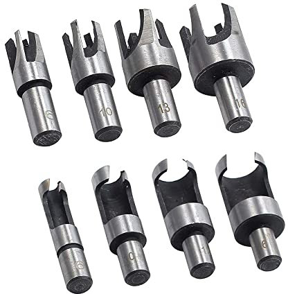 Mesee Juego de 8 brocas cónicas de madera, juego de brocas para espigas, juego de brocas cónicas de garra, cortador de orificios, tapones de madera, 13 mm, 16 mm