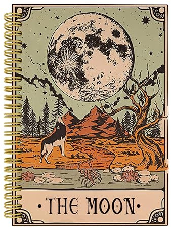 Knibeo Moon Tarot Journal Notizbuch, Hexentagebuch, 14 x 21 cm, Spiralbindung, Hexengeschenke für Frauen, Gothic-Tagebuch, Mond-Tarotkarten-Notizbuch