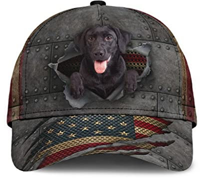 799 Herren Damen Distressed Basecap Baseball Kappe Mütze Atmungsaktiv Mode Baseballmütze Labrador, Schwarzer Labrador-Retriever-Hundeamerika-Flaggen-Patriot, Hundegeschenke Für Hundeliebhaber