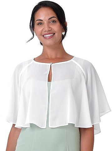 BlackButterfly weich Hochzeit Umhängetuch Abend Durchsichtiges Chiffon Überwurf Umhang Schultertuch (Weiß, Einheitsgröße)